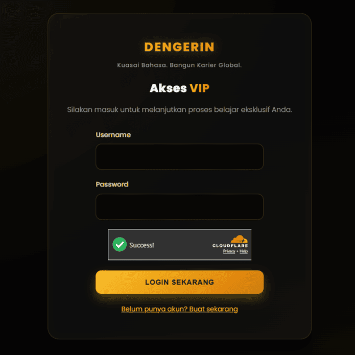 Tampilan Portal Login VIP